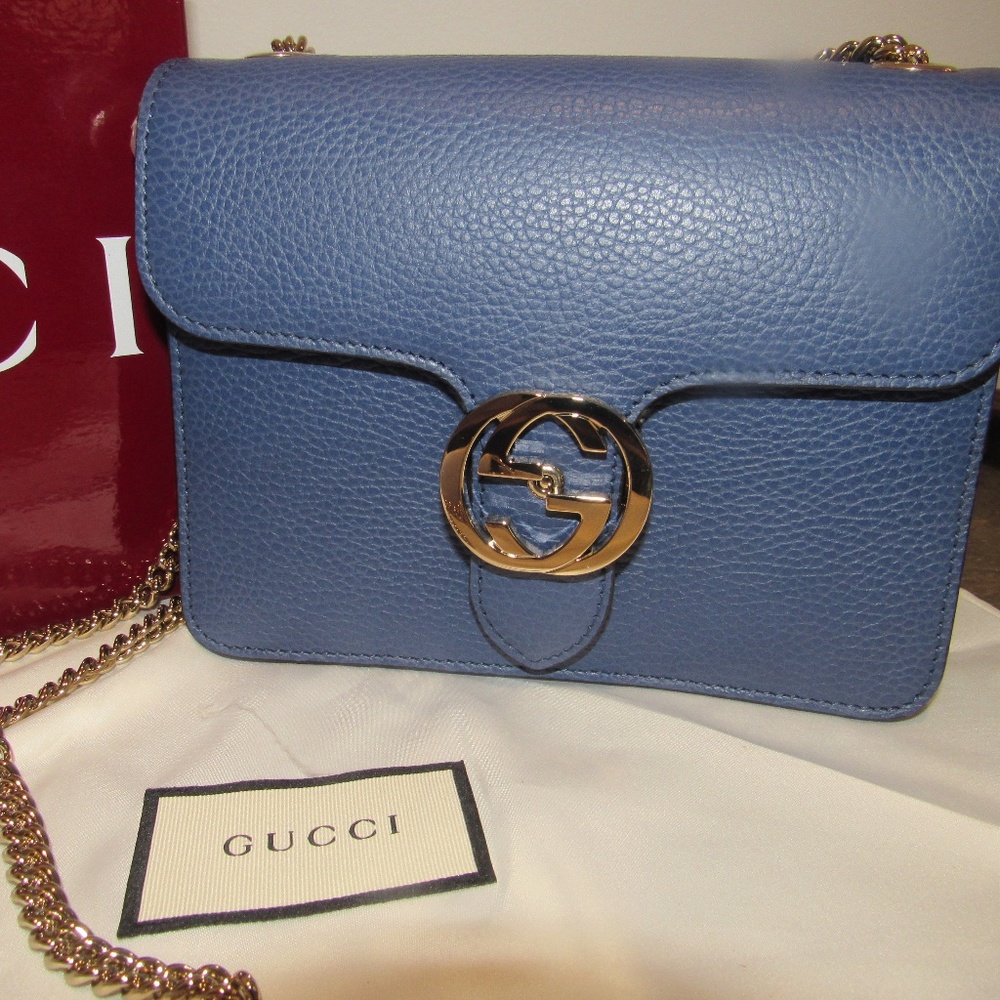 NWT $2190 GUCCI GG Dollar Small Shoulder BAG Caspian W Box Dust bag Cards